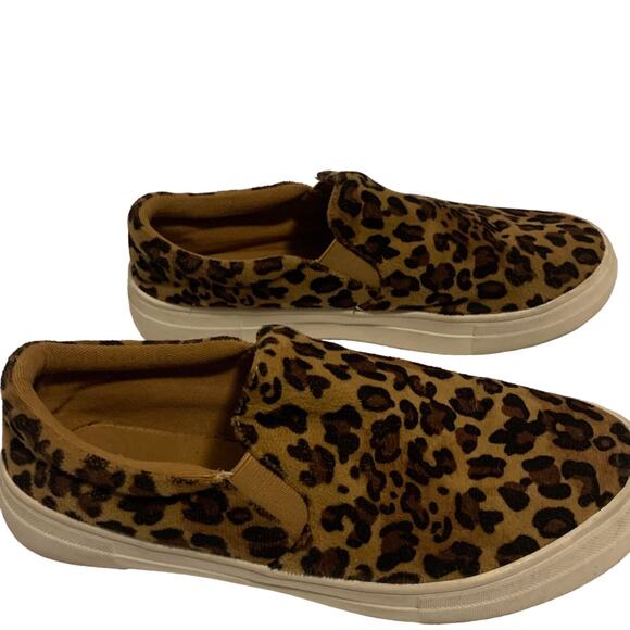 La Shella Leopard Print Low Top Sneakers Slip On Round Toe Size 7.5 Retro Vibes - Picture 8 of 9